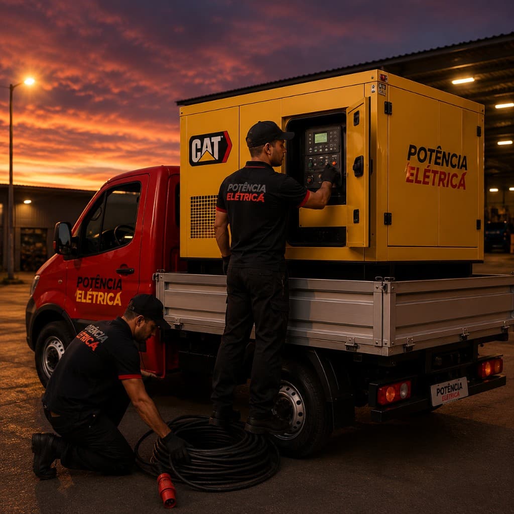 Equipe Potência Elétrica operando gerador